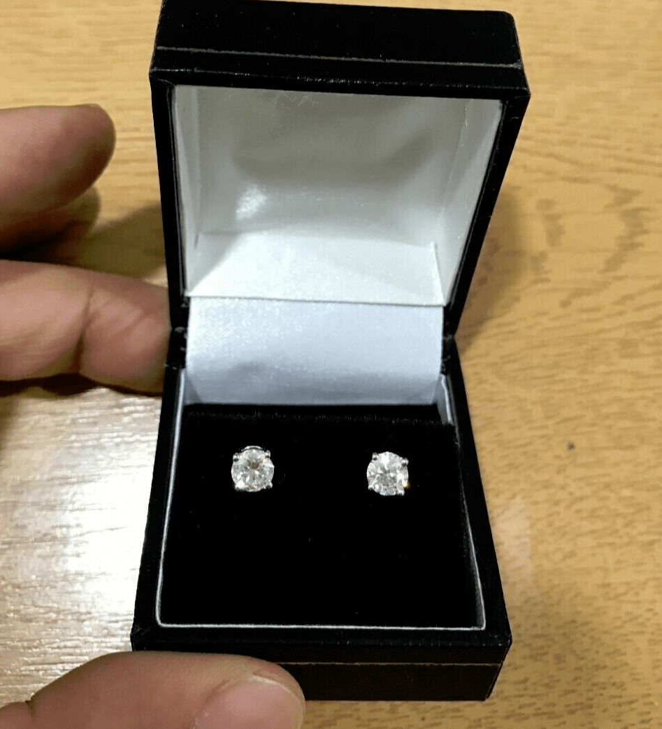 REAL 14k gold VS 1CT diamond Lab Created earring CHRISTMAS SALE With CERTIFICATE - GoldenlinQ